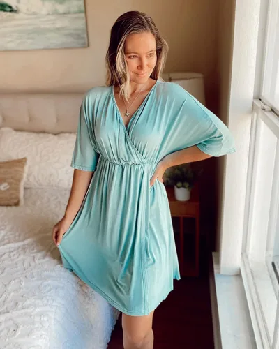 Miniatura 6 de Ekouaer Vestido de maternidad 3 en 1 para maternidad, trabajo de parto y lactancia, camisón de enfermería, ropa de dormir para lactancia, tallas S a