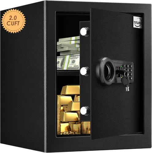 Miniatura 11 de Tenamic Caja de seguridad de 0.8 pies cúbicos a prueba de fuego, impermeable, caja fuerte para el hogar, caja de seguridad pequeña con teclado, caja
