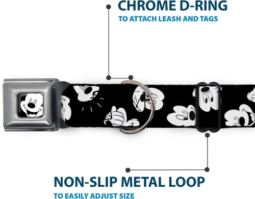 Miniatura 5 de Buckle-Down Collar de perro con hebilla de cinturón de seguridad, dálmatas para correr, patas, negro, gris, blanco, negro, 1 pulgada de ancho, se