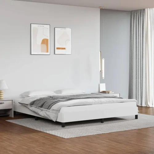 Miniatura 13 de Marco de cama blanco de 39.4 x 74.8 pulgadas, doble piel sintética (colchón no incluido), peso: 39.24 libras (U)