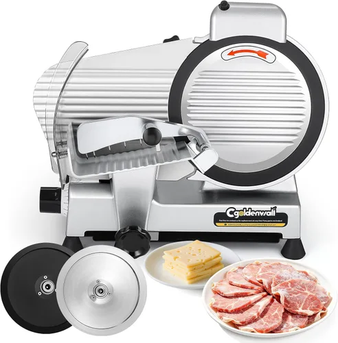 Miniatura 9 de CGOLDENWALL Máquina cortadora de carne comercial, 240W, 0-0.7" grosor ajustable, cortadora eléctrica de carne de delicatessen, queso y alimentos