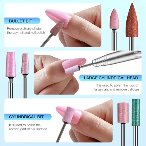 Miniatura 4 de Brocas de uñas de cerámica, dispositivo eléctrico de repuesto para manicura, pedicura, molino de pulido, cortador de limas de uñas11