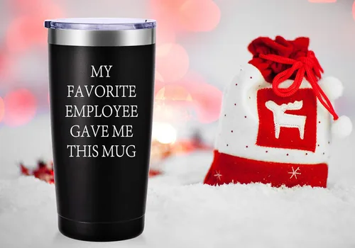 Miniatura 4 de AMZUShome Taza de viaje con texto en inglés "My Favorite Employee Gave Me This Travel", regalos para el día del jefe, regalos de oficina.