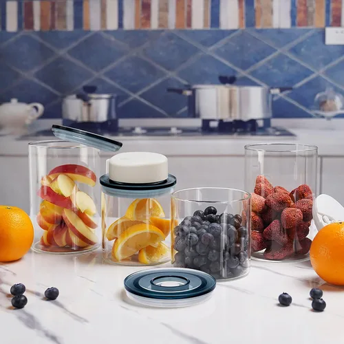 Miniatura 9 de SealVax® Juego de recipientes de café al vacío de 19 oz y 32 oz de vidrio de borosilicato Tapas herméticas, sellador al vacío eléctrico de parada