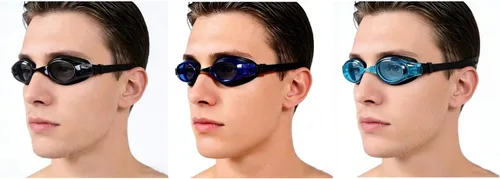 Miniatura 3 de Paquete de 3 gafas de natación para adultos y niños a partir de 6 años, sin fugas, antivaho con protección UV, con 3 fundas duras de viaje