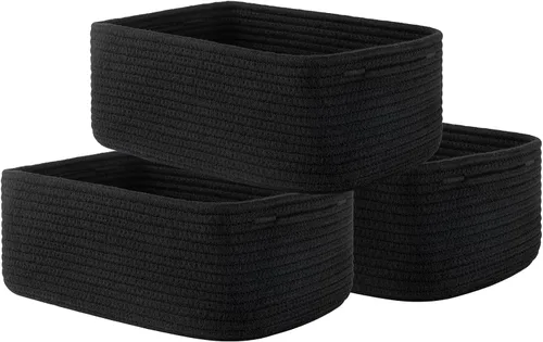 Miniatura 36 de Cesta tejida pequeña, 12 x 8 x 4.5 pulgadas, cesta de almacenamiento para organizar, bonita canasta de cuerda pequeña para estante de armario, cubos