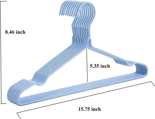 Miniatura 2 de Perchas para ropa de alambre azul cielo, paquete de 10, resistentes, ahorran espacio, perchas antideslizantes para trajes, camisas, vestidos