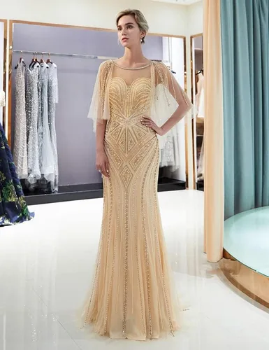 Miniatura 6 de Sarahbridal - Vestido largo de noche con cuentas de cristal para mujer