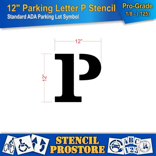 Miniatura 2 de Plantillas de pavimento – 12 pulgadas – Plantilla de símbolo de estacionamiento con letra «P» – 12 x 12 pulgadas x 1/8 pulgadas (128 mil) – Grado