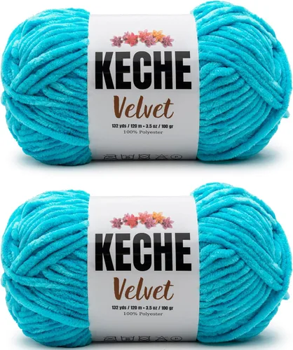 Miniatura 94 de Keche Hilo de terciopelo para ganchillo, manta de felpilla suave, voluminosa, hilo amigurumi, 3.53 oz (132 yardas), color azul bebé
