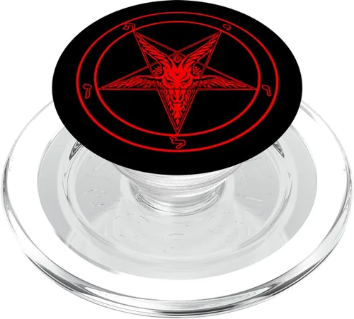 Miniatura 7 de Pentagram Satanic Pentagram on Black with Baphomet - PopSockets Grip and Stand for Phones and Tablets, Negro