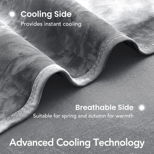 Miniatura 5 de Topcee Manta de Tiro Refrescante para Sudores Nocturnos Decorativa Tie Dye, Absorbe el Calor para Mantenerte Fresco en Noches Cálidas, Q-Max 0.5