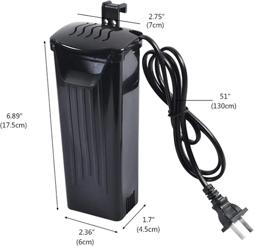 Miniatura 5 de HIERYAN Filtro de tortuga, filtro de tanque de tortuga, sumergible, filtro de cascada de bajo nivel de agua, filtro de tanque de tortuga, 280L/H