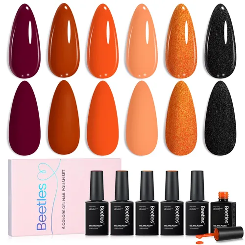 Miniatura 12 de Beetles Jelly Gel Polish Set - Esmalte de uñas de gel mágico, kit de 6 colores de Navidad, esmalte de uñas de gel rosa, rojo, negro, azul, verde