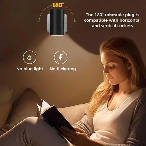 Miniatura 2 de Luz nocturna enchufable, 2 luces nocturnas con sensor de atardecer a amanecer, 3 colores/brillo ajustable/180 para habitación de niños, pasillo