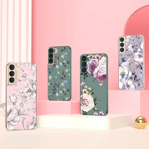 Miniatura 4 de MILPROX Compatible con Samsung Galaxy S22 Funda de Flores, bonito diseño de funda para niñas y mujeres, a prueba de golpes, patrón floral, parte