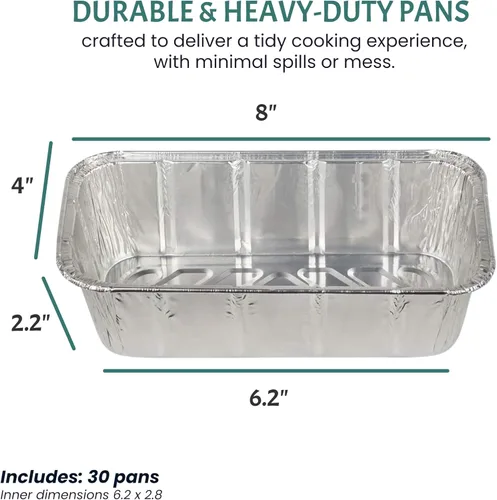Miniatura 4 de Sartenes de papel de aluminio de 8x4 pulgadas (paquete de 30) - Sartenes de papel de aluminio con alta conductividad térmica - Sartenes desechables