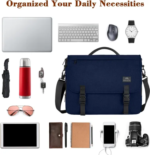Miniatura 17 de MATEIN Bolsa tipo mensajero para hombres, mochila escolar para adolescentes, ligera de 17.3 pulgadas, maletín para laptop grande, bolsa cruzada