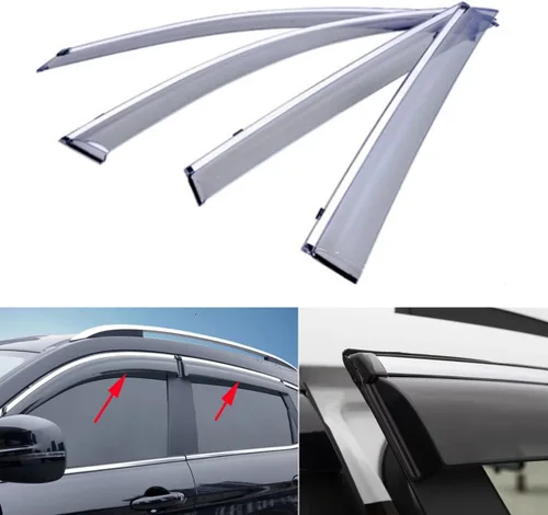 Miniatura 2 de 4 unidades de deflector de ventana de coche protectores de lluvia cromados para VW Atlas/Atlas R-Line 2017 2018 2019 2020 2021 2022 2023 2024 2025