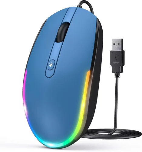 Miniatura 8 de seenda Ratón con cable - Ratones de computadora USB con cable con retroiluminación RGB LED óptico con cable USB adjunto para portátiles, portátiles