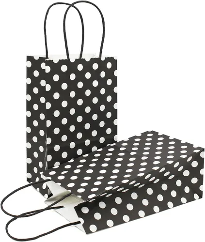 Miniatura 11 de AZOWA Bolsas de papel azul claro con lunares blancos, pequeñas bolsas de regalo de lunares azul claro para recuerdos de fiesta