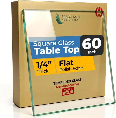 Miniatura 29 de Tablero de vidrio templado transparente de 10 pulgadas cuadradas con borde biselado de 1/2 pulgada de espesor para mesas de comedor, de café