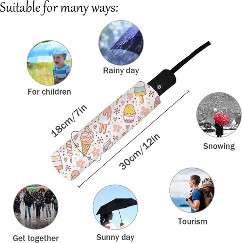 Miniatura 4 de DHDM Automatic Umbrella for Rain and Sun Male Women Beach Parasol Print Folding Umbrella