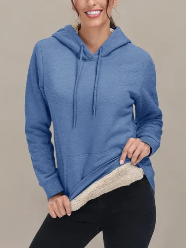 Miniatura 73 de MAGCOMSEN Sudaderas con capucha para mujer, con forro de sherpa, de vellón, para invierno, cálido, pesado, de algodón, con bolsillo