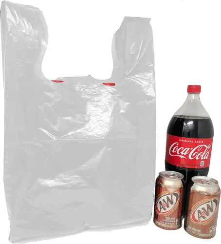 Miniatura 13 de Compras de comestibles Bolsas de plástico para camisetas lisas 12" x 7" x 21" (marrón, 150)