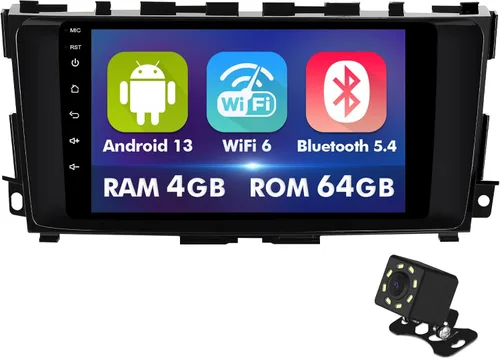 Estéreo de coche Android 13 con pantalla táctil IPS de 9 pulgadas para Nissan Altima 2014-2018 con CarPlay inalámbrico y Android Auto 4+64GB Radio