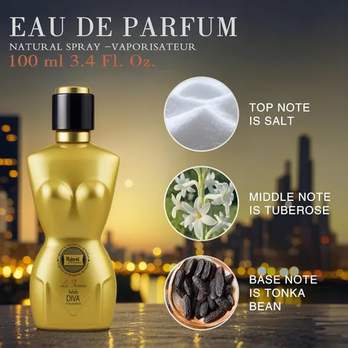 Miniatura 2 de Hybrid & Company La Femme Fatale Diva Eau de Parfum Eau de Toilette vaporisateur Natural Spray para mujer, 3.4 onzas líquidas