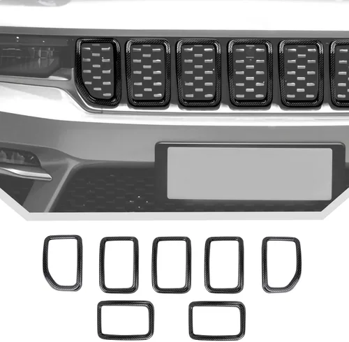 Miniatura 8 de 7 piezas de insertos de parrilla accesorios de rejilla para Jeep Grand Cherokee 2021+ (negro)