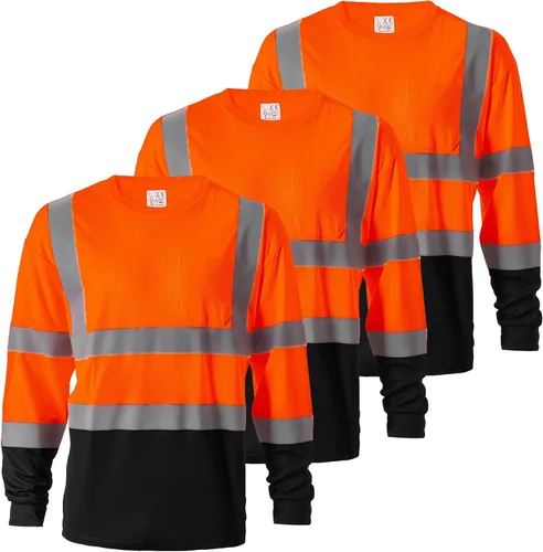 Miniatura 19 de ProtectX Camisas de manga larga de alta visibilidad, camiseta de seguridad reflectante de alta visibilidad para hombres y mujeres, camisa de Azul