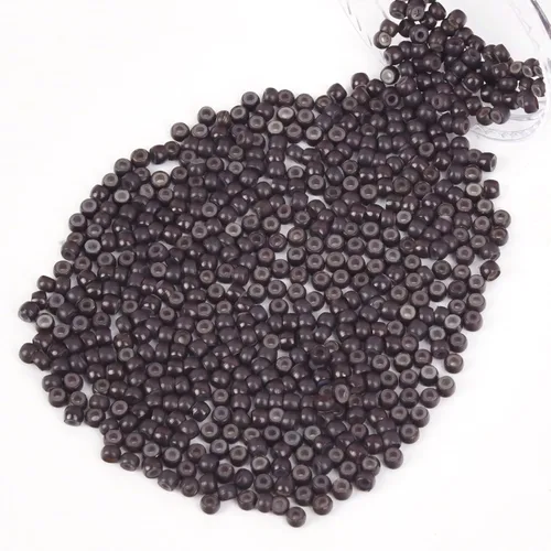 Miniatura 65 de Vlasy 100 Piezas Cuentas de Nano Anillo con Forro de Silicona para Extensiones de Cabello Humano con Nano Anillo 5 Colores Opcionales (Negro)
