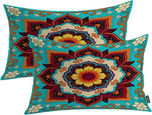 Miniatura 76 de Shrahala Funda de almohada decorativa de castillo oscuro de Halloween, casa con murciélagos de bruja, esqueleto, funda de almohada cuadrada mezclada