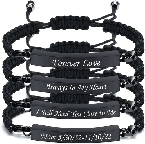 Hisatan Personalized Urn Bracelet for Ashes, Cremation Jewelry Keepsakes for Ashes for Women Men, Handmade Woven Rope Adjustable Ashes Holder