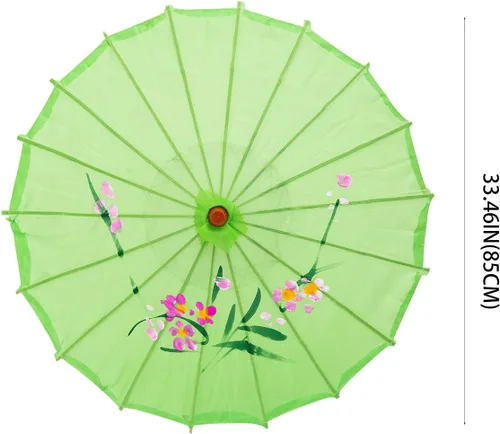 Miniatura 29 de THY COLLECTIBLES Sombrilla china japonesa de 33 pulgadas para bodas, fotografías, disfraces, cosplay, decoración y otros eventos (azul)