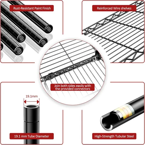 Miniatura 4 de IZEUK Estantes de Almacenamiento Conectados, Unidad de Estantería Metálica Ajustable DIY de Servicio Pesado para Esquina, Ideal para Cocina, Garaje