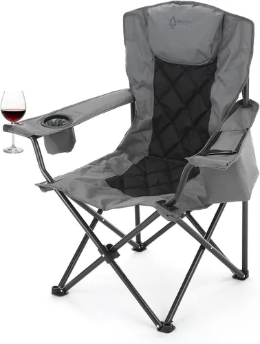 Miniatura 19 de ARROWHEAD OUTDOOR Silla plegable portátil de lujo para campamento con reposacabezas, portavasos y vidrio, enfriador de 6 latas, bolsa de transporte