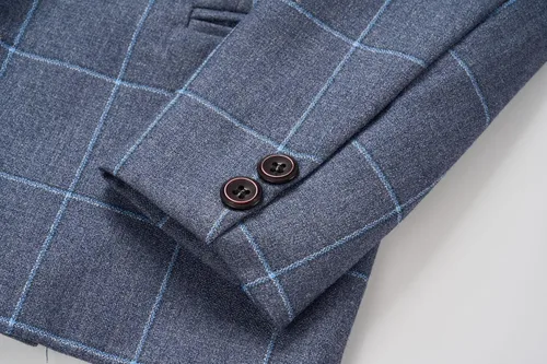 Miniatura 8 de Conjunto de trajes para niños, chaqueta a cuadros, chaleco, pantalones de un solo pecho, chaqueta formal para boda, fiesta, baile de graduación