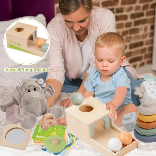 Miniatura 4 de Kit de juego Adena Montessori para bebés de 7-12 meses, juguetes educativos de desarrollo cerebral de 6 en 1 para niños pequeños que incluyen primer