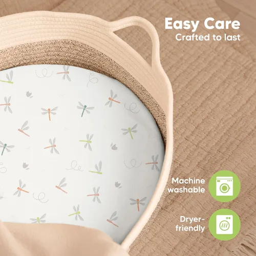 Miniatura 7 de Paquete de 2 sábanas de moisés para bebé niña y niño - 33x17 viscosa derivada de bambú, sábanas ajustables para colchón de moisés junto a la cama