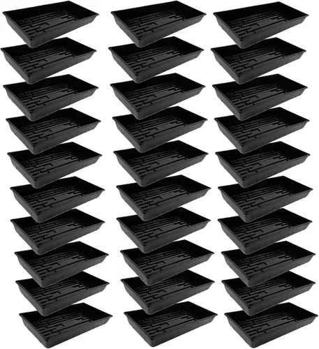 Miniatura 15 de SUNPACK Bandeja de inicio de semillas de plástico de 10 x 20 pulgadas, color negro, 2.5 pulgadas, sin agujeros de drenaje, ideal para invernaderos