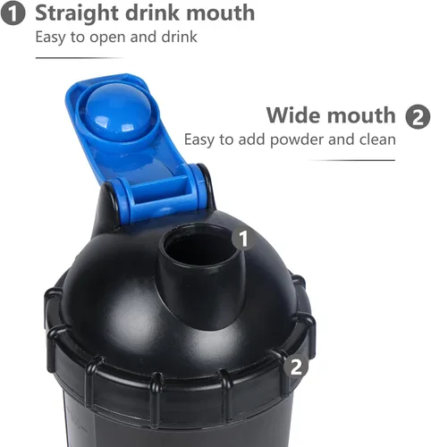 Miniatura 5 de Shaker Bottle - Botellas mezcladoras de proteínas de 18 onzas con almacenamiento de polvo y estuche para píldoras, 16.9 fl oz, taza agitadora de Azul