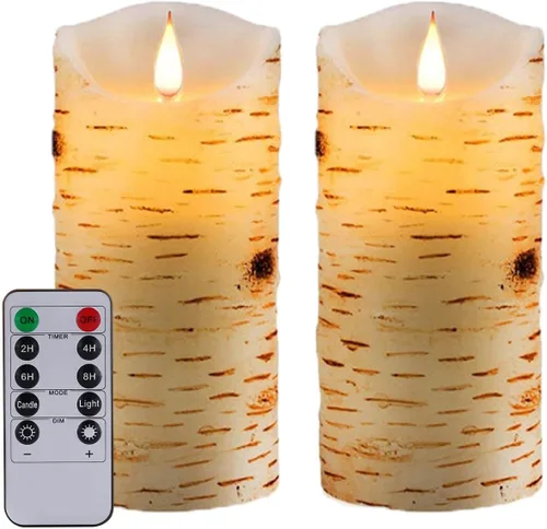 Miniatura 12 de Paquete de 2 velas de plástico sin llama para exteriores con control remoto y temporizador, velas LED parpadeantes que funcionan