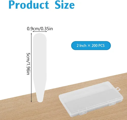Miniatura 2 de 200 soportes de cuello para camisas de vestir de hombre, collar de plástico con funda de almacenamiento, inserciones invisibles de cuello de camisa