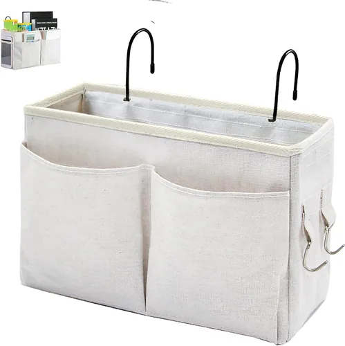 Miniatura 18 de Organizador de Mesita de Noche/Bolsa de Almacenamiento Colgante de Mesita de Noche Organizador Multifuncional para Literas Camas de Hospital Rieles