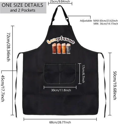 Miniatura 2 de MBMSO Beergetarian Delantal artesanal de cerveza regalos para amantes de la cerveza, delantal de cocina de cerveza con bolsillos, delantal