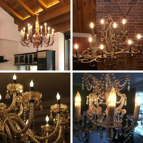 Miniatura 4 de Paquete de 6 bombillas LED de punta de llama C32 de reemplazo, 2 W equivale a 20 W, foco Edison de filamento cálido 2200 K, bombilla de candelabro