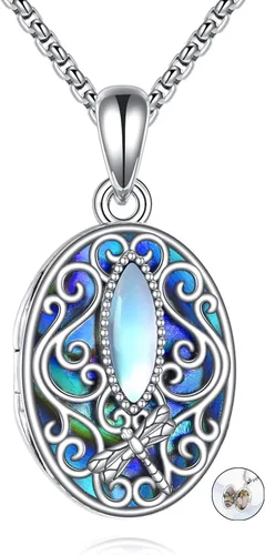 Miniatura 15 de ONEFINITY Collar con medallón de árbol de la vida, collar de plata de ley que sostiene fotos, colgante de medallón del árbol de la vida
